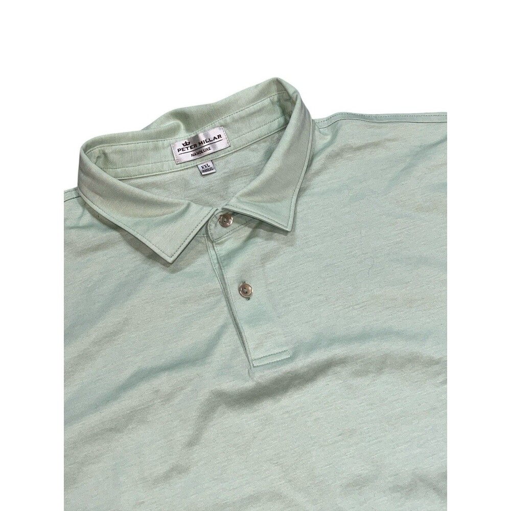 Peter Millar Nanoluxe Short Sleeve Polo Shirt Mens 2XL Green